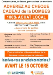 Affiche sur le chèque cadeau de la Dombes